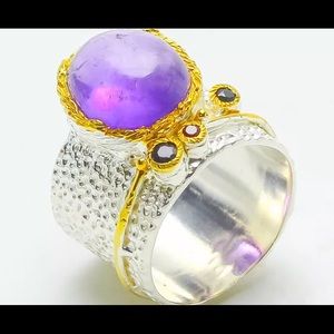 Natural Amethyst sterling silver Ring